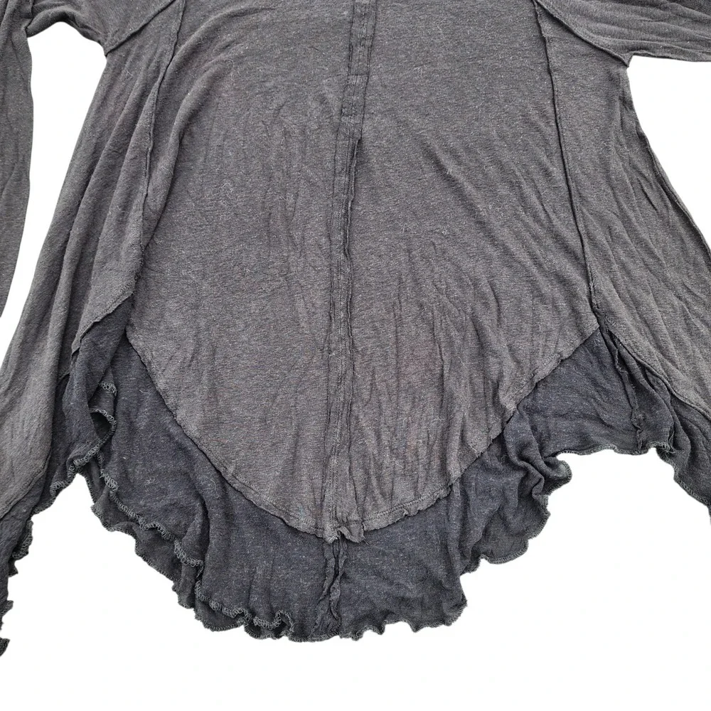 Free People We The Free Lace Hem Long Sleeve Top Black XS NWT - Picture 8 of 14